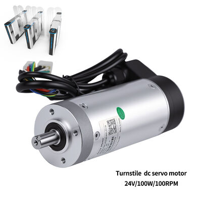 59mm Flange 24V DC 100W อุณหภูมิต่ํา ทนต่อการบูรณาการ Gear Servo มอเตอร์, 23Nm ทอร์คแม็กซ์, 2400-Line Encoder, สําหรับ Turntile ความเร็วประตูประตูกั้น